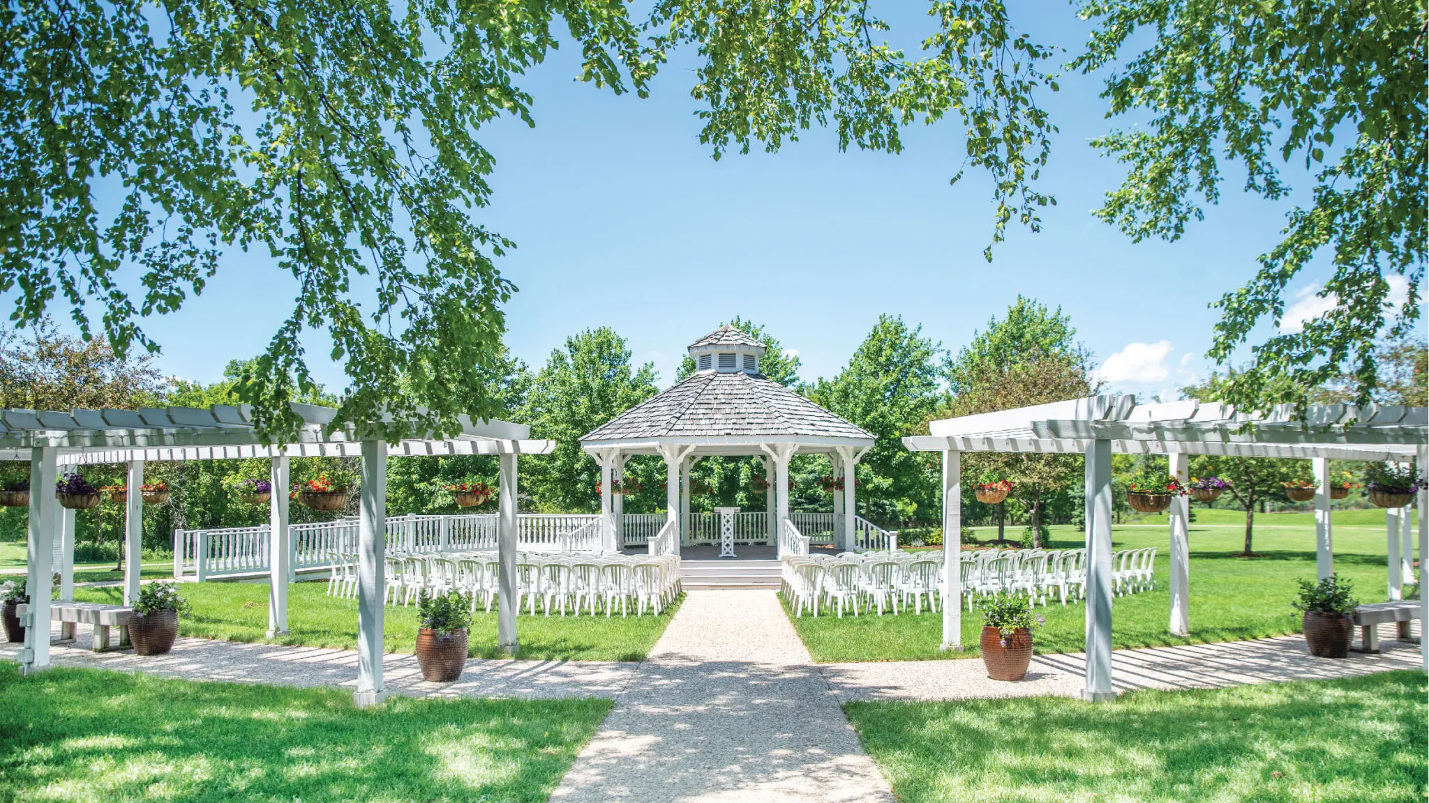 Photo of the Ingleside Gazebo on a clear blue sky sunny day.