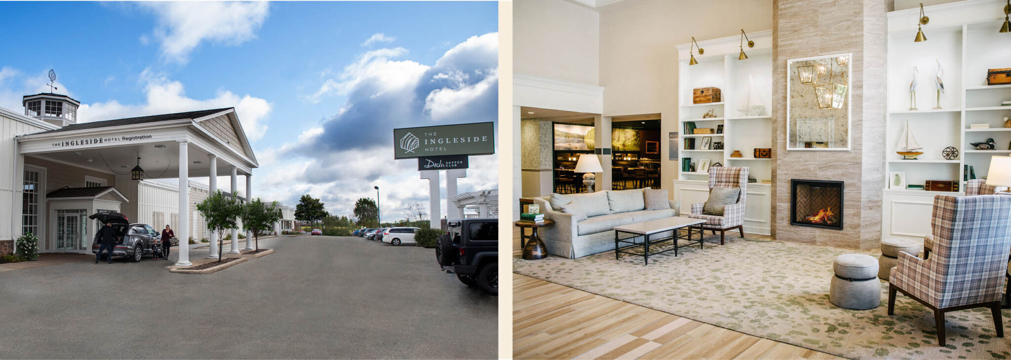 The Ingleside Hotel exterior and lobby.
